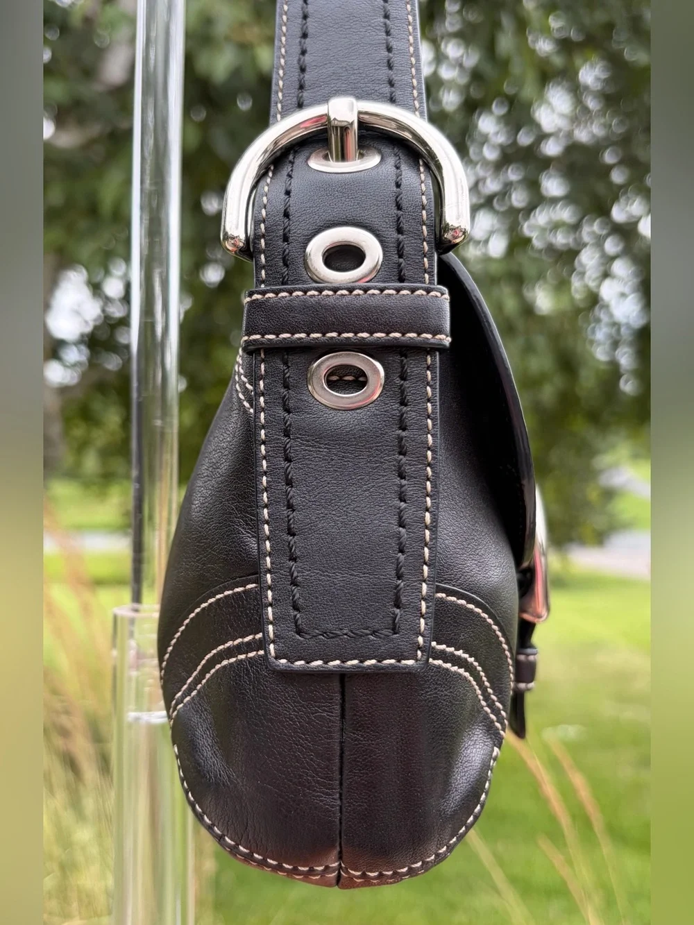 Vintage COACH Soho Flap Shoulder Bag Black Leather 10316 - Picture 11 of 17